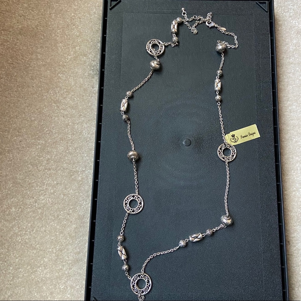 Long, like new, silver necklace with extender